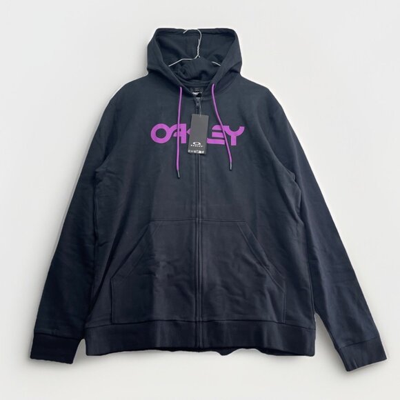 Y2K Oakley Teddy Full Zip Hoodie Men’s Sz L Blackout Ultra Purple Sweatshirt - Picture 1 of 10